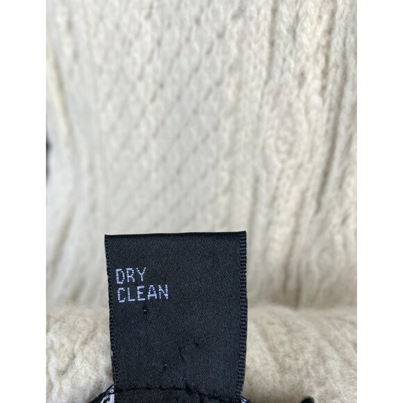 Women's Vintage Ivory Cream 100% Cashmere Fisherman Scarf Pom Poms Cable Knit - Picture 4 of 5